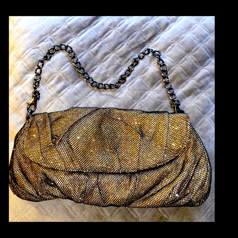Eye catching metallic Gold and Black medium size satchel-Marshall’s